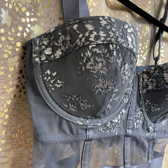 Victoria’s Secret Very Sexy Gray Silver Sparkle Lined Balconet Bra Top 34C - Picture 4 of 10